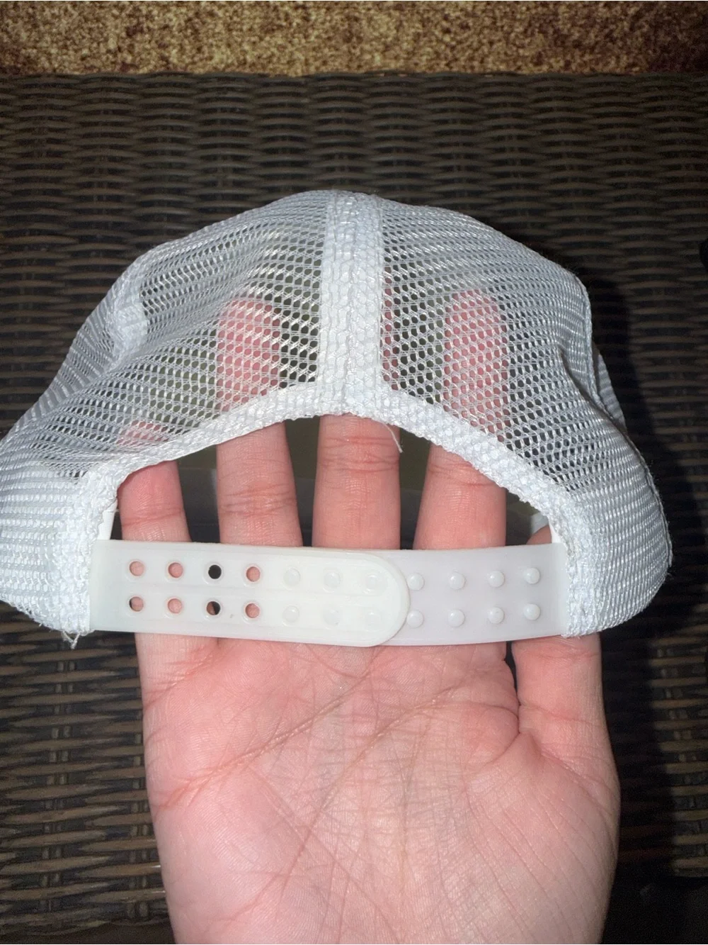 SHEIN White Trucker Hat with Pink Bow Accent